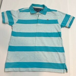 Tommy Hilfiger Kids stripe polo- aquamarine size 12/14